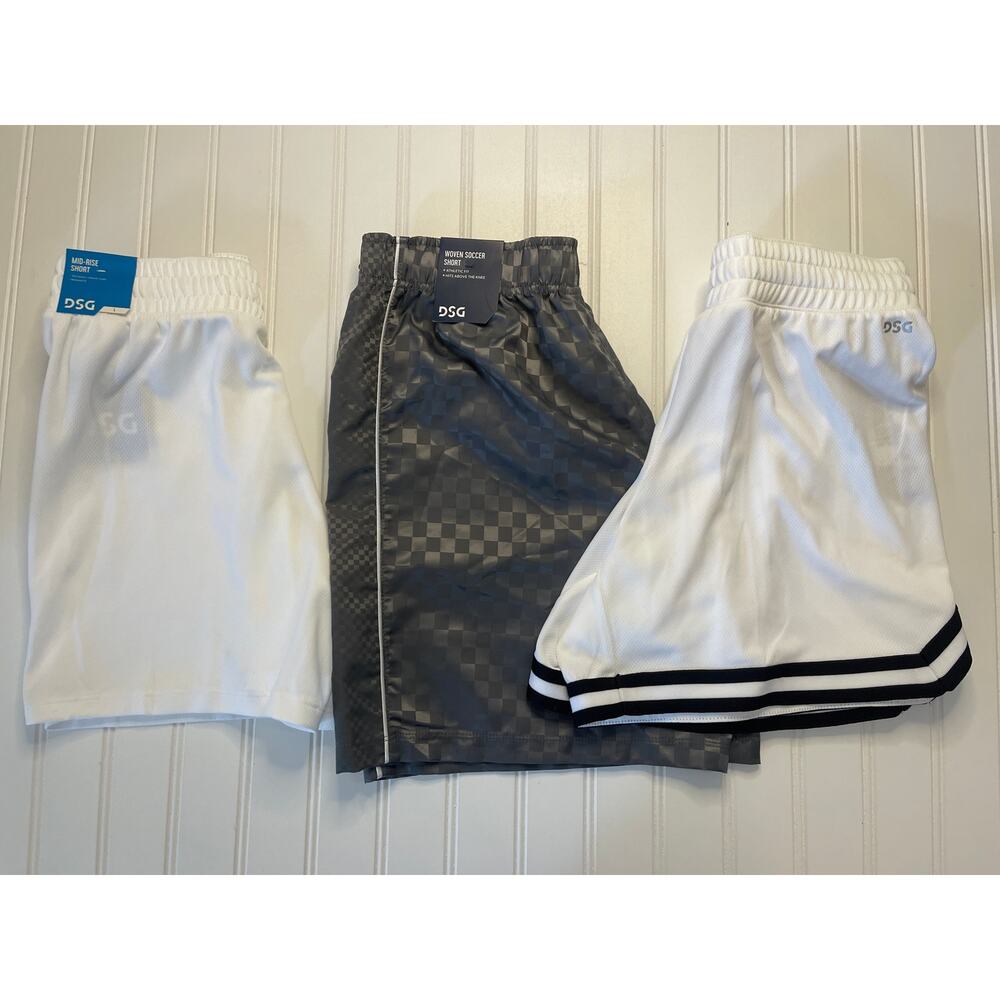 NWT DSG Activewear Shorts White‎ & Gray Bundle of 3 Pair - Size Girl's Large 14